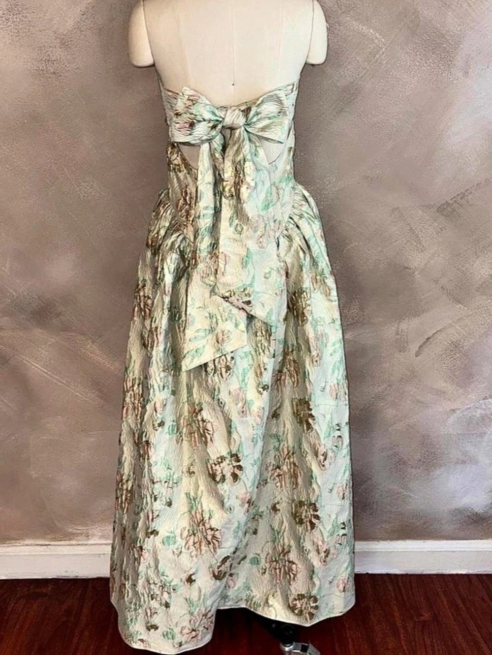 ASOS Floral Strapless Maxi Dress Green Pink US 6 Like New - Picture 2 of 8